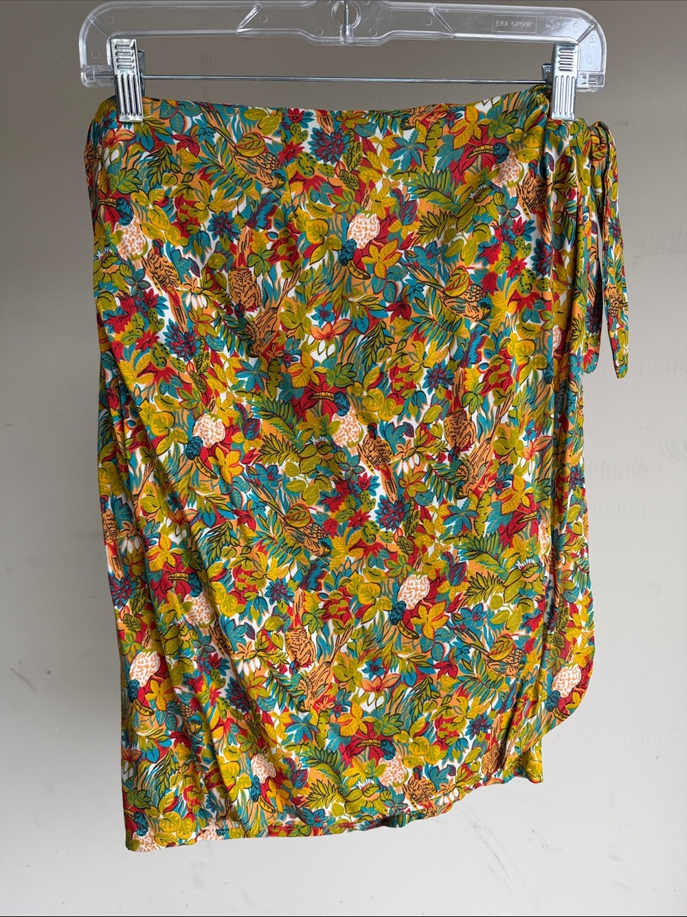 All Saints Yellow Floral Wrap Sarong with Multicolor Botanicals
